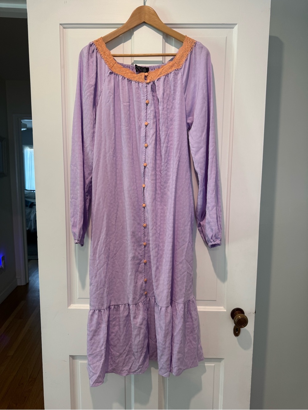 Dressed in LALA Lavender Dress with Peach Trim NWT size Small - Picture 4 of 11